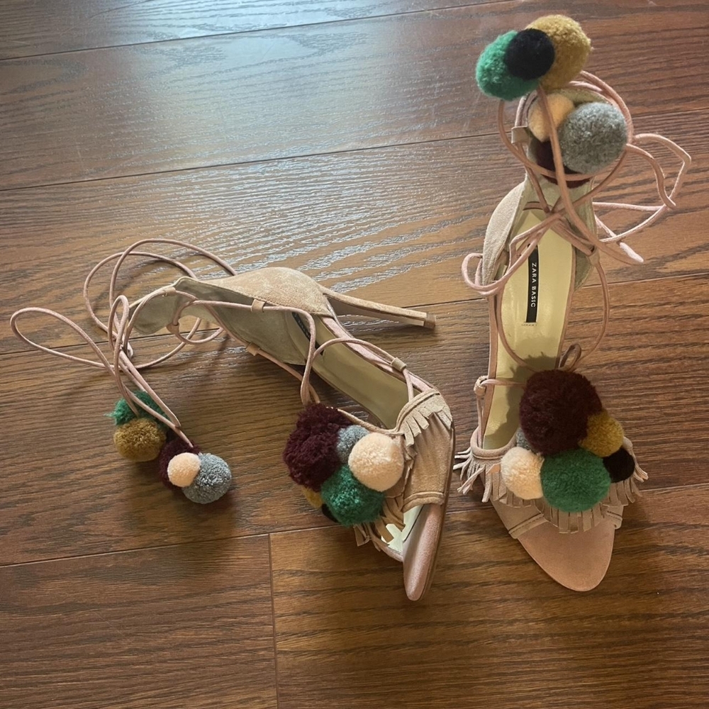 Elegant Pom-Pom Embellished Heels